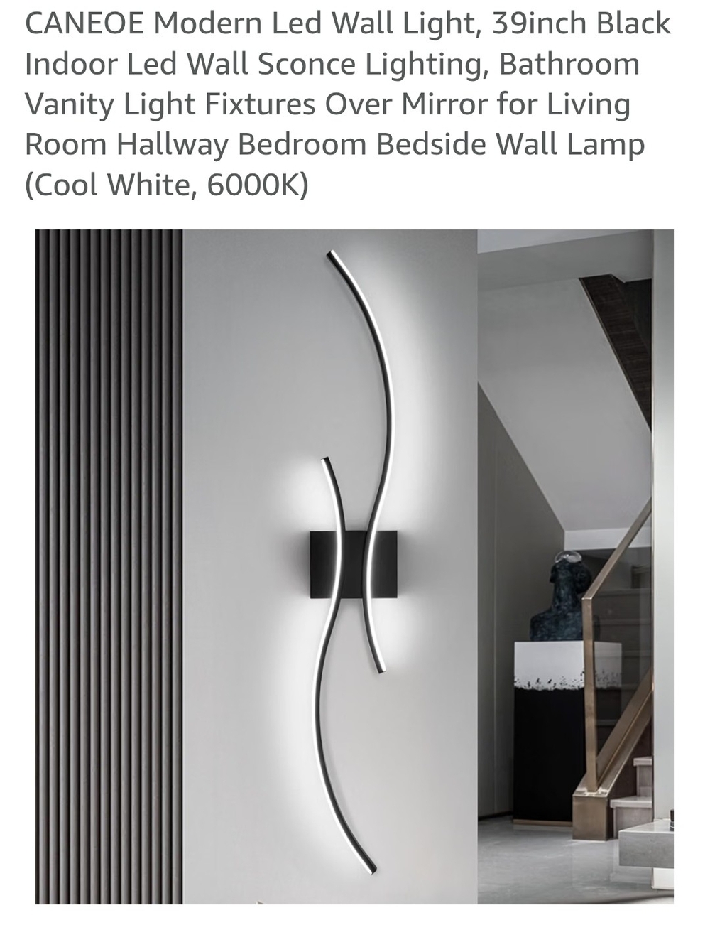 Black Modern LED Wall Light - Cool White